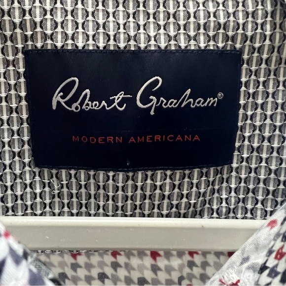 Robert Graham LS Button Down Modern Americana Houndstooth Blue Red White 3XL - Picture 3 of 9